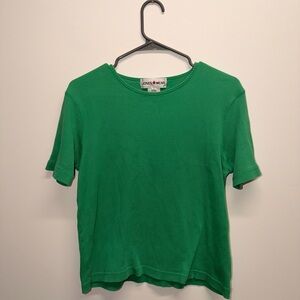 Jones Wear Green Ribbed Cotton Top